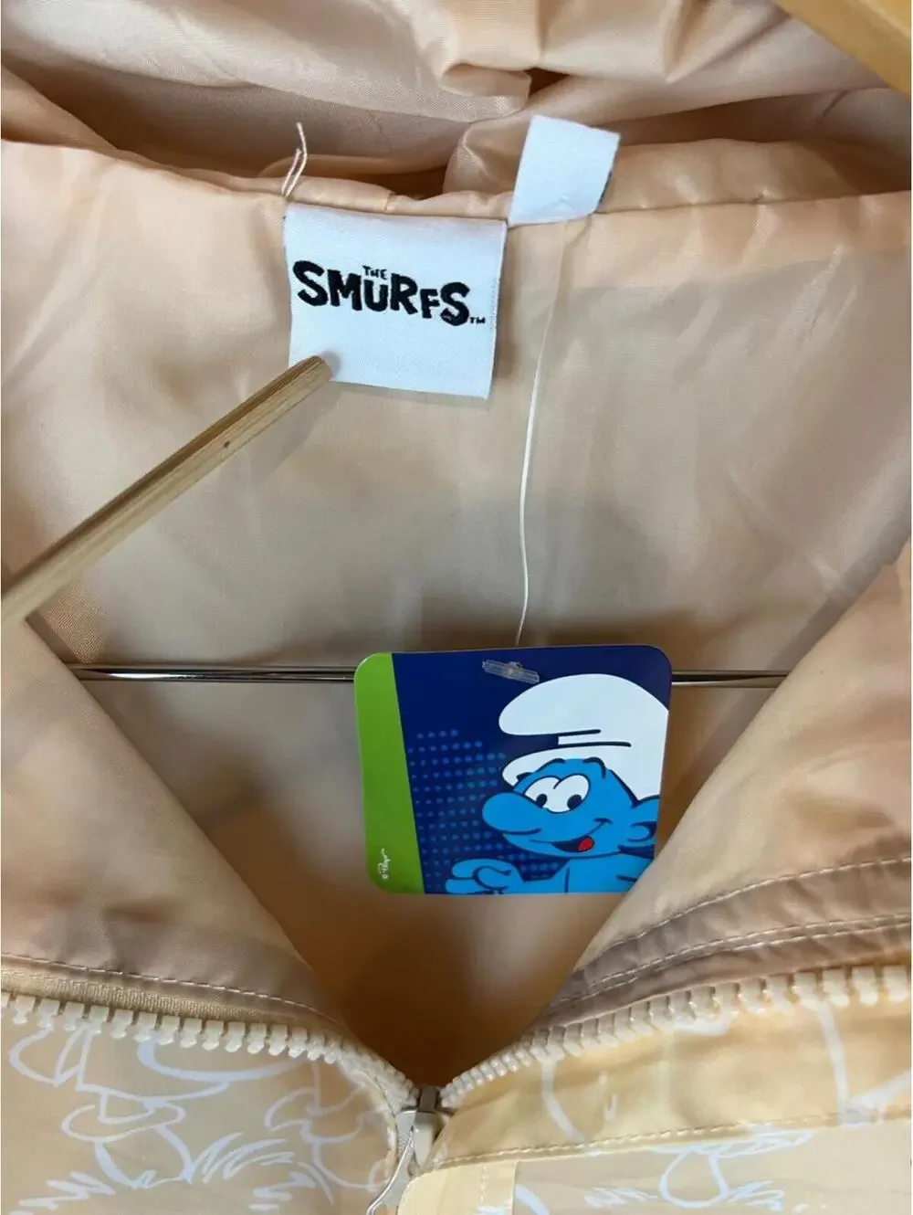 The Smurfs Mens Windbreaker Jacket Pullover Hooded Mushrooms Smurfs Size Large